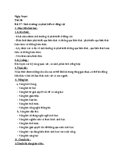 Giáo án Sinh học 11 Bài 37: Sinh trưởng và phát triển ở động vật mới nhất
