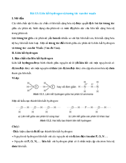 Lý thuyết Liên kết hydrogen và tương tác van der waals (Kết nối tri thức 2024) hay, chi tiết | Hóa học 10
