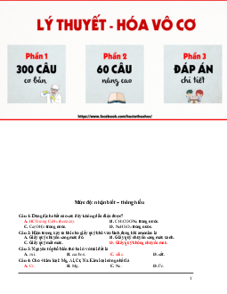 Bộ câu hỏi lý thuyết hóa vô cơ có đáp án môn Hóa học lớp 12