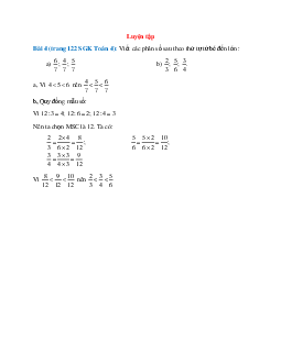 Viết các phân số sau theo thứ tự từ bé đến lớn : 6/7, 4/7; 5/7