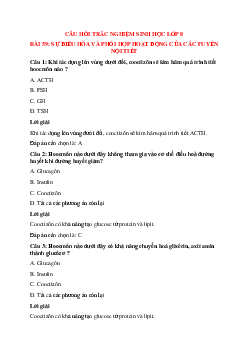 36 câu Trắc nghiệm Sinh học 8 Bài 59 có đáp án 2023: Sự điều hòa và phối hợp hoạt động của các tuyến nội tiết