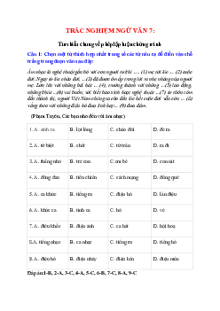 Trắc nghiệm Tìm hiểu chung về phép lập luận chứng minh có đáp án – Ngữ văn lớp 7