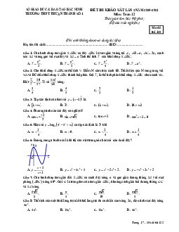 Đề khảo sát Toán 12 lần 2 năm 2020 – 2021 trường Thuận Thành 1 – Bắc Ninh