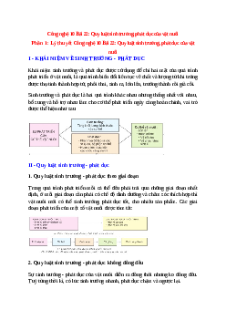 Công nghệ 10 Bài 22 (Lý thuyết và trắc nghiệm): Quy luật sinh trưởng, phát dục của vật nuôi