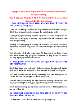 Công nghệ 10 Bài 19 (Lý thuyết và trắc nghiệm): Ảnh hưởng của thuốc hóa học bảo vệ thực vật đến quần thể sinh vật và môi trường