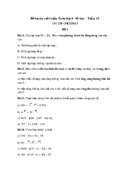 Bài tập cuối tuần Số học Toán lớp 6 tuần 13 có đáp án.