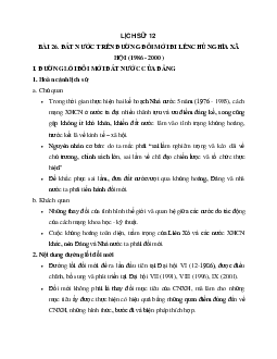 Lý thuyết môn Lịch sử 12: bài 26: Đất nước trên đường đổi mới đi lên chủ nghĩa xã hội (1986-2000) mới nhất