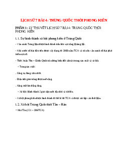 Lịch Sử 7 Bài 4 (Lý thuyết và trắc nghiệm): Trung Quốc thời phong kiến