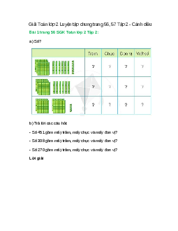 Giải SGK Toán lớp 2 Tập 2 trang 56, 57 Luyện tập chung  – Cánh diều