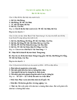 40 câu Trắc nghiệm Địa lí 12 Bài 18 có đáp án 2023: Đô thị hóa