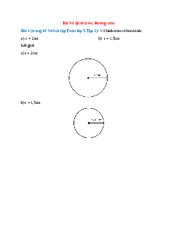 Vẽ hình tròn có bán kính: r = 2cm; r = 1,5cm