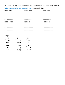 Đặt tính rồi tính: 8526 + 1954, 67426 + 7358, 9562 – 3836, 99900 – 9789