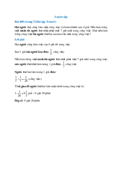 Hai người thợ cùng làm một công việc và hoàn thành sau 4 giờ