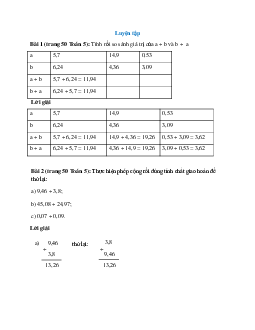 Toán lớp 5 trang 50, 51 Luyện tập