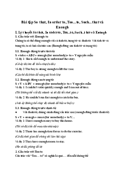 50 Bài tập So that, In order to, Too...to, Such...that và Enough có đáp án chi tiết