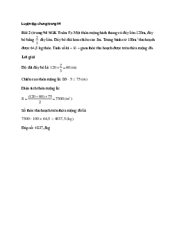 Một thửa ruộng hình thang có đáy lớn 120m, đáy bé bằng 2/3 đáy lớn