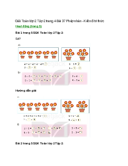 Giải SGK Toán lớp 2 Tập 2 trang 5, 6 Bài 37: Phép nhân | Kết nối tri thức
