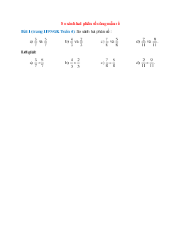 So sánh hai phân số 3/7 và 5/7; 4/3 và 2/3