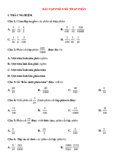 50 Bài tập Phân số thập phân (có đáp án)- Toán 5