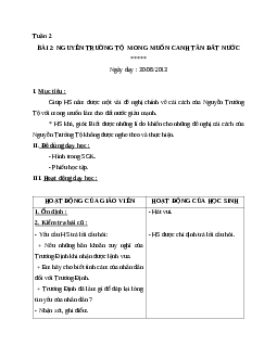 Giáo án lịch sử 5 bài 2: nguyễn trường tộ  mong muốn canh tân đất nước mới nhất