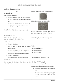 Chuyên đề Silic và hợp chất của silic 2023 hay, chọn lọc