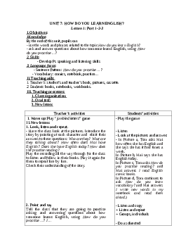Giáo án tiếng anh 5 unit 7: How do you learn english? mới nhất