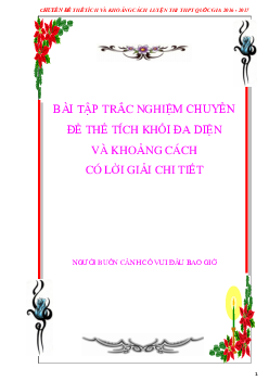 Tuyển chọn các bài tập trắc nghiệm thể tích khối đa diện và khoảng cách có lời giải