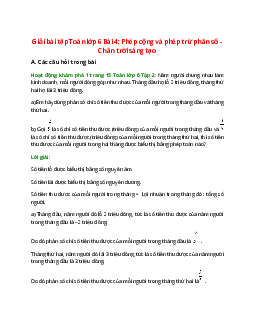 Giải SGK Toán 6 Bài 4 (Chân trời sáng tạo): Phép cộng và phép trừ phân số