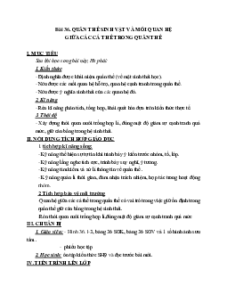 Giáo án Sinh học 12 Bài 36: Quần thể sinh vật và mối quan hệ giữa các cá thể trong quần thể mới nhất - CV5555