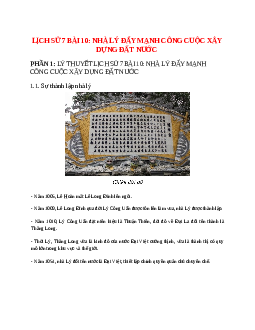 Lịch Sử 7 Bài 10 (Lý thuyết và trắc nghiệm): Nhà Lý đẩy mạnh công cuộc xây dựng đất nước