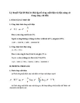 Lý thuyết Bài tập về công suất điện và điện năng sử dụng (mới 2023 + 10 câu trắc nghiệm) hay, chi tiết – Vật Lí 9