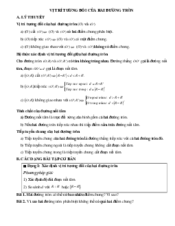 Lý thuyết Vị trí tương đối của hai đường tròn (mới 2023 + bài tập) hay, chi tiết - Toán 9