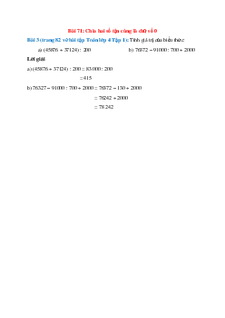 Tính giá trị của biểu thức: (45876 + 37124) : 200; 76372 – 91000 : 700 + 2000
