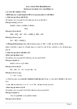 Chuyên đề Phản ứng trao đổi ion trong dung dịch các chất điện li 2023 hay, chọn lọc