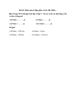 Viết các số đo sau dưới dạng số đo có đơn vị bằng mét:  1,2075km = ……….m