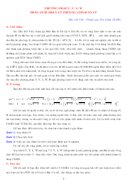 Phương pháp U V T W phân tích nhân tử phương trình vô tỷ