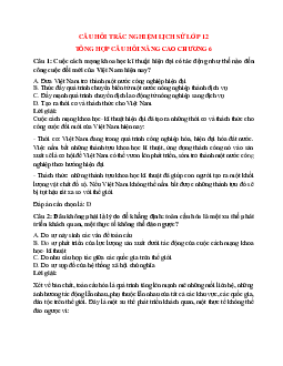 49 câu Trắc nghiệm Lịch sử 12 Chương 6 nâng cao có đáp án 2023: Cách mạng khoa học - công nghệ và xu thế toàn cầu hóa