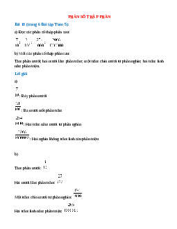 SBT Toán lớp 5 trang 6, 7 Phân số thập phân
