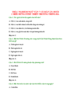 Trắc nghiệm Buổi chiều đứng ở phủ Thiên Trường trông ra có đáp án – Ngữ văn lớp 7
