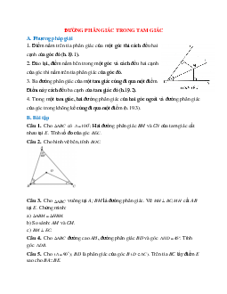 Phương pháp giải và bài tập về Đường phân giác trong tam giác chọn lọc