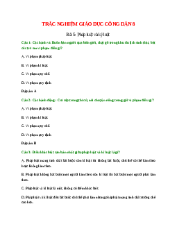 25 câu Trắc nghiệm GDCD 8 Bài 5 có đáp án 2023: Pháp luật và kỷ luật