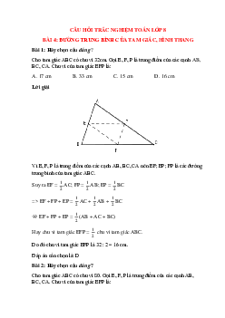26 câu Trắc nghiệm Đường trung bình của tam giác, hình thang có đáp án 2024 - Toán lớp 8