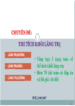 Chuyên đề thể tích khối lăng trụ