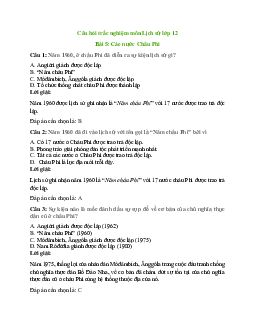 61 câu Trắc nghiệm Lịch sử 12 Bài 5 có đáp án 2023: Các nước châu Phi và Mĩ Latinh