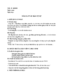 Giáo án ngữ văn lớp 10 Tiết 33: Tóm tắt văn bản tự sự