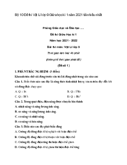 Bộ 10 Đề thi Vật Lí lớp 9 Giữa học kì 1 năm 2022 tải nhiều nhất