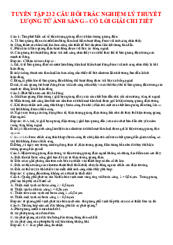 Tuyển tập 232 Câu hỏi lý thuyết Lượng tử ánh sáng có đáp án