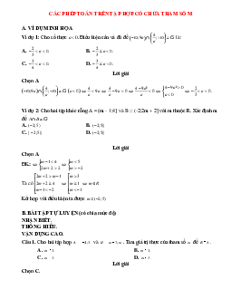 Bài tập tự luyện các phép toán trên tập hợp có chứa tham số M Toán 10