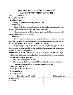 Giáo án GDCD 10 Bài 9 Con người là chủ thể của lịch sử, là mục tiêu phát triển của xã hội tiết 2 mới nhất
