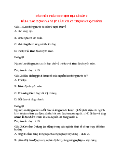 47 câu Trắc nghiệm Địa lí 9 Bài 4 có đáp án 2023: Lao động và việc làm. Chất lượng cuộc sống